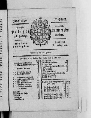 9tes Stück, Ausgabe vom 26. Februar 1800
