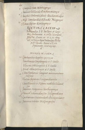 Winterhalbjahr 1552/1553. Rektorat Caspar (Kaspar) Volland