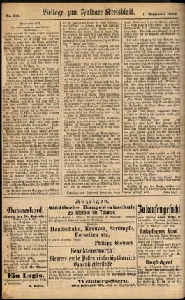 Zweite Ausgabe vom Samstag, den 11. September 1886.