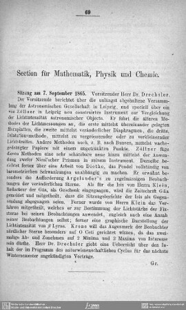 Section Mathematik, Physik und Chemie