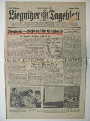 Tageszeitung "Liegnitzer Tageblatt" u.a. über Unruhen in Palästina