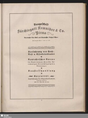 Baugeschäft Fürchtegott Kemnitzer & Co. Pirna. Baumeister Max Koch und Baumeister Richard Mann