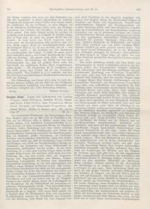 665-667 [Rezension] Abraham Geiger. Leben und Lebenswerk von Ludwig Geiger, Ismar Elbogen u. a