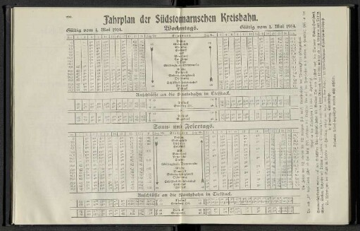 Fahrplan der Südstormarnschen Kreisbahn.
