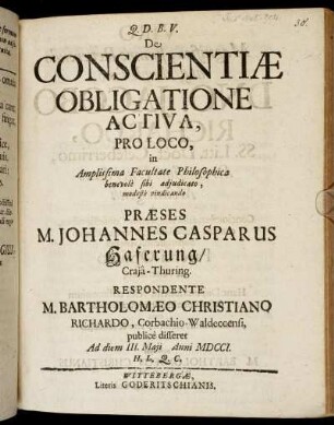 De Conscientiæ Obligatione Activa