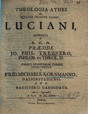 Theologia Athei seu Qviita Injuste Audit, Luciani
