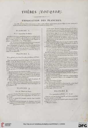Thèbes (Louqsor): Explication des planches (1-15)
