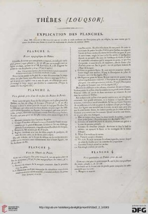 Thèbes (Louqsor): Explication des planches (1-15)