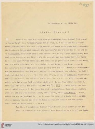 Briefe von Morris Jastrow an Carl Bezold: Brief von Carl Bezold an Morris Jastrow