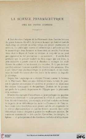 3.Ser. 9.1898: La science pharmaceutique chez les anciens égyptiens