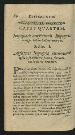 Caput Quartum. Impugnatio attributionis Impropriae ex hypothesibus Calvinianorum.