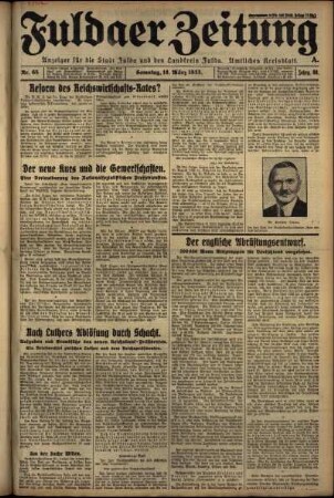 Ausgabe vom Samstag, den 18. März 1933.