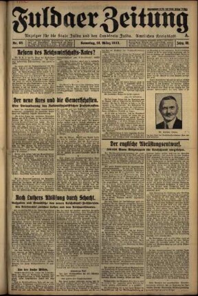 Ausgabe vom Samstag, den 18. März 1933.