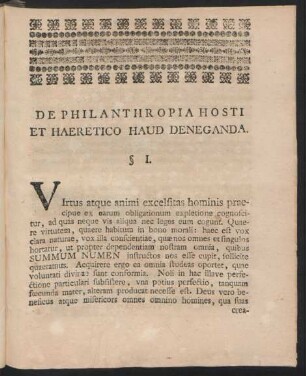 De Philanthropia Hosti Et Haeretico Haud Deneganda.