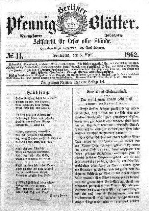 No. 14, Sonnabend, den 5. April