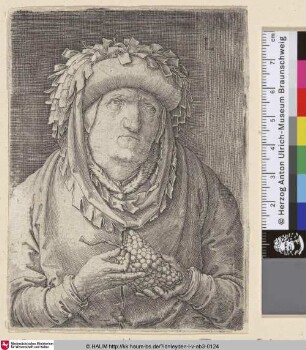 [Alter Mann mit Weintraube; Old man with grapes]