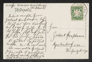 Brief von Felix Hollaender an Gerhart Hauptmann