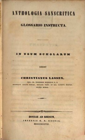 Anthologia Sanscritica : glossario instructa