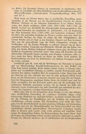 106-107 [Rezension] Müller, Iso, Die Fürstabtei Disentis im ausgehenden 18. Jahrhundert
