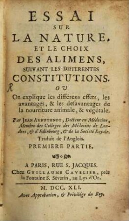 Essai sur la nature ... des alimens