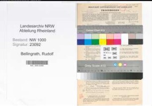 Entnazifizierung Rudolf Bellingrath, geb. 18.02.1887 (Verwaltungsgehilfe)