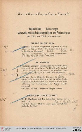 Kupferstiche-Radierungen. Wertvolle seltene Schabkunstblätter und Farbendrucke des XVII. und XVIII. Jahrhunderts (Nr. 1-171)