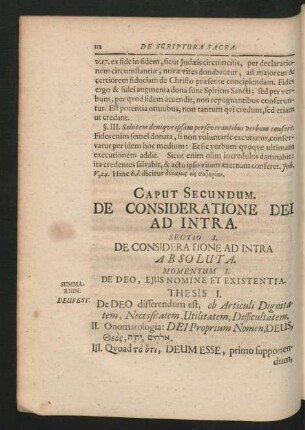 Caput Secundum. De Consideratione Dei Ad Intra.