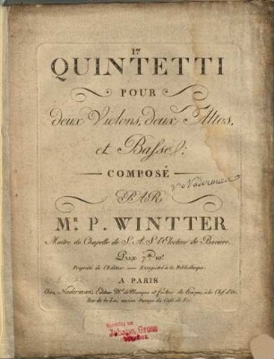 1er quintetti pour deux violons, deux altos, et basse