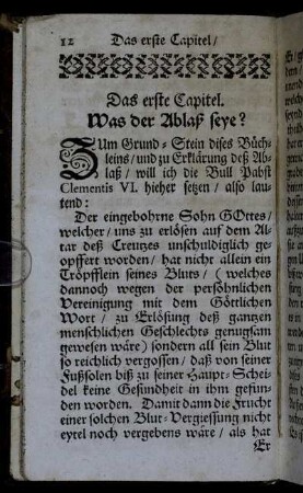 Das erste Capitel. Was der Ablaß seye? - Das andere Capitel. Was ein vollkommner Ablaß seye.