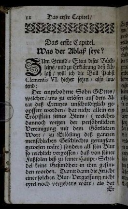Das erste Capitel. Was der Ablaß seye? - Das andere Capitel. Was ein vollkommner Ablaß seye.