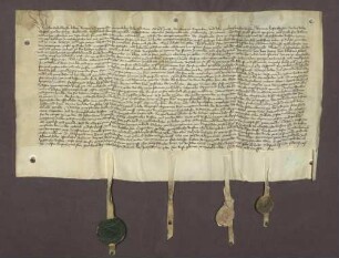 Erbhuldigungsrevers von Stadt und Amt Kuppenheim gegen Markgraf Jakob I. von Baden