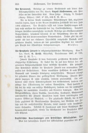 616-617 [Rezension] Fuchs, Alois, Textkritische Untersuchungen zum hebräischen Ekklesiastikus