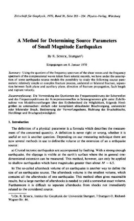A method for determining source parameters of small magnitude earthquakes
