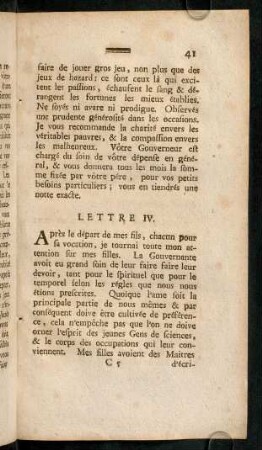 41-63, Lettre IV.