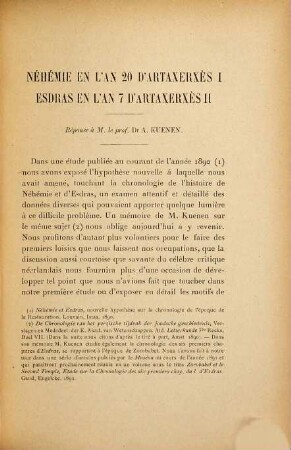 Néhémie en l'an 20 d'Artaxerxès I, Esdras en l'an 7 d'Artaxerxès II