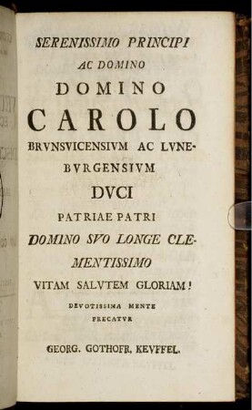 Serenissimo principi ac domino domino Carolo ...