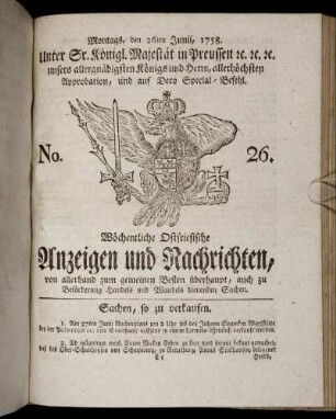 No. 26. Montags, den 26ten Junii, 1758.