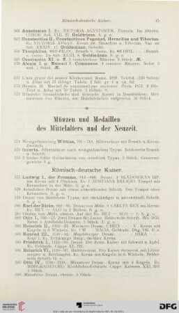 Münzen und Medaillen des Mittelalters und der Neuzeit (Nr. 574-1569)