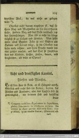 Acht und dreissigstes Kapitel. Fürsten und Minister