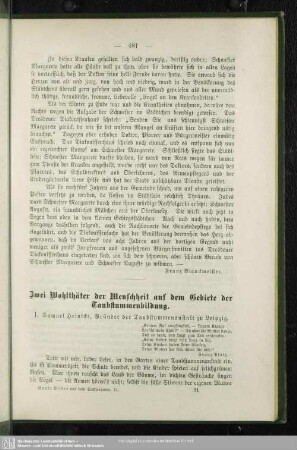 Zwei Wohlthäter der Menschheit auf dem Gebiete der Taubstummenbildung