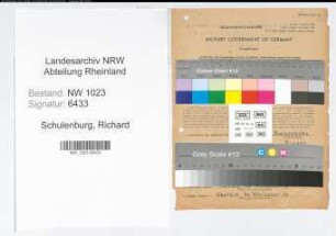 Entnazifizierung Richard Schulenburg , geb. 03.04.1879 (Kriminalsekretaer)