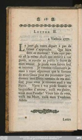 Lettre II. à Varsovie 1777.