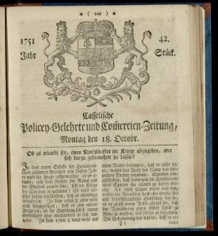 42. Stueck, Montag den 18. Octobr. 1751