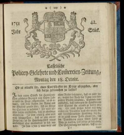 42. Stueck, Montag den 18. Octobr. 1751