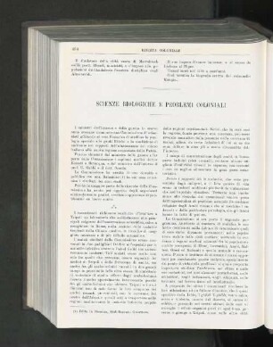 Scienze Biologiche E Problemi Coloniali.