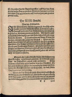 Der XIIII. Artickel.