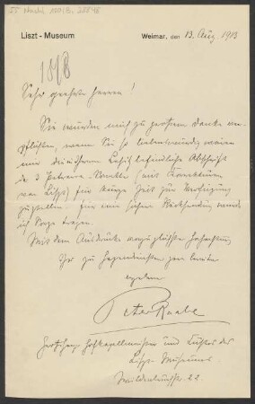 Brief an B. Schott's Söhne : 13.08.1913