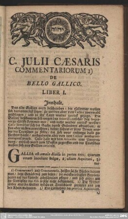 C. Julii Caesaris Commentariorum De Bello Gallico