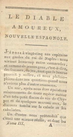 Le diable amoureux, Nouvelle Espagnole
