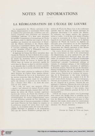 La réorganisation de l'École du Louvre